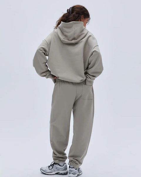 Varsity Oversized Hoodie - Clay Beige